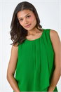 Green Pleat Detail Vest Top, Image 4 of 5