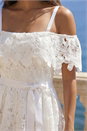 Ivory  Crochet Lace Bardot Midi Dress , Image 4 of 4