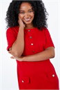 Red Petite Button Detail Shift Dress, Image 2 of 5