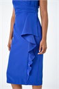 Royal Blue Wrap Draped Crepe Stretch Bodycon Dress, Image 5 of 5