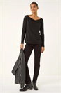 Black Cowl Neck Premium Stretch Top, Image 2 of 5