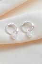 Silver Sterling Silver CZ Heart Huggie Hoop Earrings, Image 2 of 3