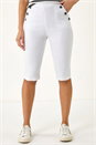 White Buttoned Pocket Cropped Shorts, Image 4 of 5