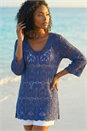 Navy  Cotton Crochet Tunic Top, Image 2 of 4