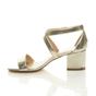 Gold AJVANI Gold Mid Block Heel Crossed Straps Sandals, Image 3 of 6