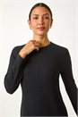 Black Textured A-Line Knitted Jumper Dress, Image 4 of 5