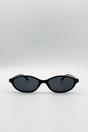Black Oval Sunglasses In Black, Image 2 of 4