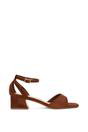 Brown XY LONDON Brown 'Hayley' Ankle Strap Block Low Heel Sandals With Cut Out, Image 1 of 5