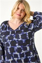 Navy  Curve Abstract Print Swing Tunic Top, Image 4 of 5