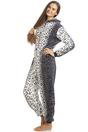 Grey Supersoft All In One Snow Leopard Animal Print Onesie, Image 2 of 5