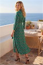 Green Abstract Buttoned Shirt Dress, Image 2 of 4