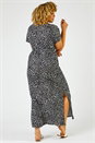 Black Curve Spot Print Maxi Dress, Image 2 of 5
