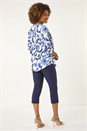 Blue Floral Print Gathered Blouse, Image 3 of 5