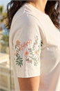 Ivory  Dusk Embroidered Sleeve T-Shirt, Image 4 of 4