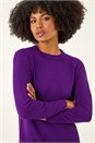 Purple Plain Soft Crew Neck Jumper, Image 4 of 5