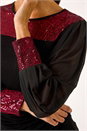 Red Sequin Yoke Mesh Sleeve Top, Image 5 of 6