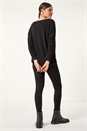 Black Colour Block Print Stretch Sleeve Top, Image 3 of 5