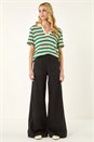 Black Cotton Stretch Wide Leg Jean, Image 2 of 5