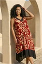 Red Curve Floral Print V-Neck Dress, Image 1 of 4