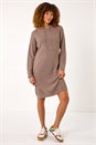 Beige Hooded Knit Dress, Image 2 of 5