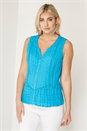 Turquoise Embroidered Crinkle Blouse, Image 1 of 4