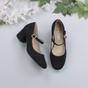 Black AJVANI Black Mid Block Heel Mary Jane Court Shoes, Image 4 of 6