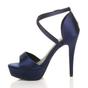 Navy Blue AJVANI Navy Blue High Heel Crossed Straps Platform Sandals, Image 3 of 6