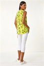 Lime Floral Buttoned Stretch Vest Top, Image 3 of 5