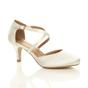 Ivory Mid Heel Crossed Straps Court Shoes, Image 1 of 6