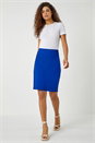 Royal Blue Pull On Stretch Elastic Waist Pencil Skirt, Image 2 of 5