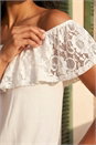 Ivory  Lace Trim Bardot Top, Image 4 of 4