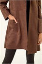 Chocolate Petite Faux Suede Pocket Jacket, Image 5 of 5