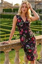Black Floral Knot Stretch Lace Dress, Image 2 of 4