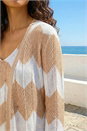 Natural  Chevron Stripe Longline Cardigan, Image 4 of 4