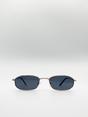 Gold Slim Metal Frame Rectangle Sunglasses, Image 4 of 5