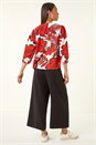 Red Petite Floral Buttoned Blouse, Image 3 of 5
