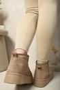 Brown iKrush Brown Jazlyn Faux Fur Lined Ankle Platform Mini Boots, Image 5 of 8