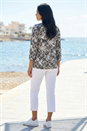 Ivory  Geometric Print Pleat Front Top, Image 3 of 3