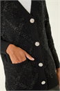 Black Longline Tinsel Knit Cardigan, Image 5 of 5