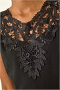 Black Lace Ponte Peplum Top, Image 5 of 5
