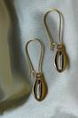 Gold Cowrie Dangle Earrings with Zircon - Boho Silver, Gold, Image 2 of 2