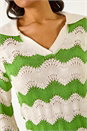 Green Wave Polo Knit Jumper , Image 5 of 5