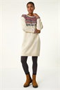 Ivory Nordic Pattern Knitted Shift Dress, Image 2 of 5