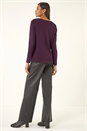 Plum Sparkly Detail Knit Top, Image 3 of 5