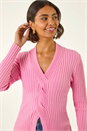 Pink Cable Split Detail Rib Jumper, Image 4 of 5