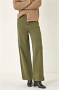 Khaki Cotton Blend Wide Leg Stretch Jeans, Image 1 of 5