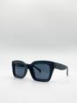 Black SVNX Black Plastic Oversized Frame Square Sunglasses, Image 2 of 4