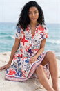 Ivory  Starfish Print Button Down Dress, Image 2 of 4