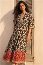 Black Abstract Print Boho Maxi Dress , Image 1 of 4
