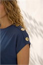 Navy  Button Detail Midi Dress, Image 4 of 4